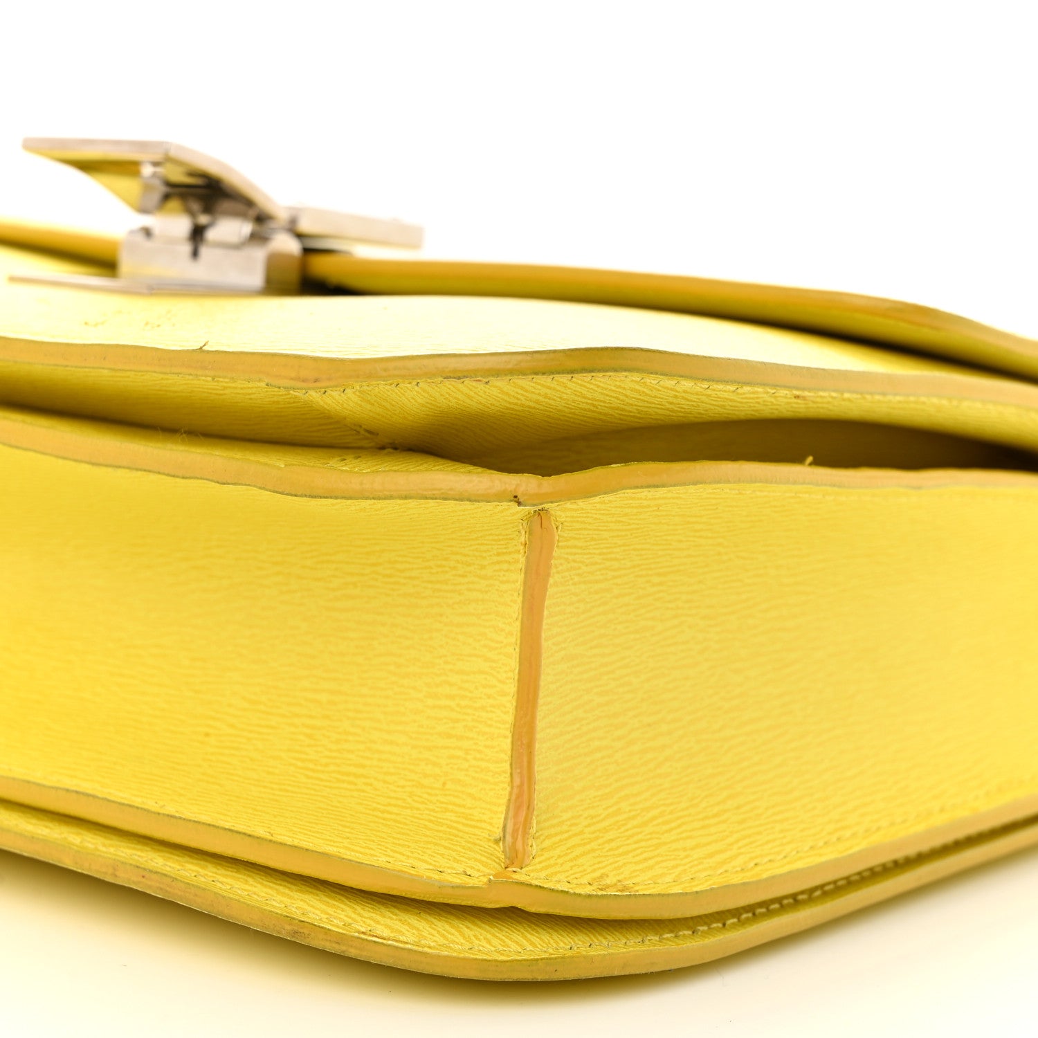 Celine Liege Calfskin Medium Classic Box Flap Bag Fluo Yellow 10 of 13