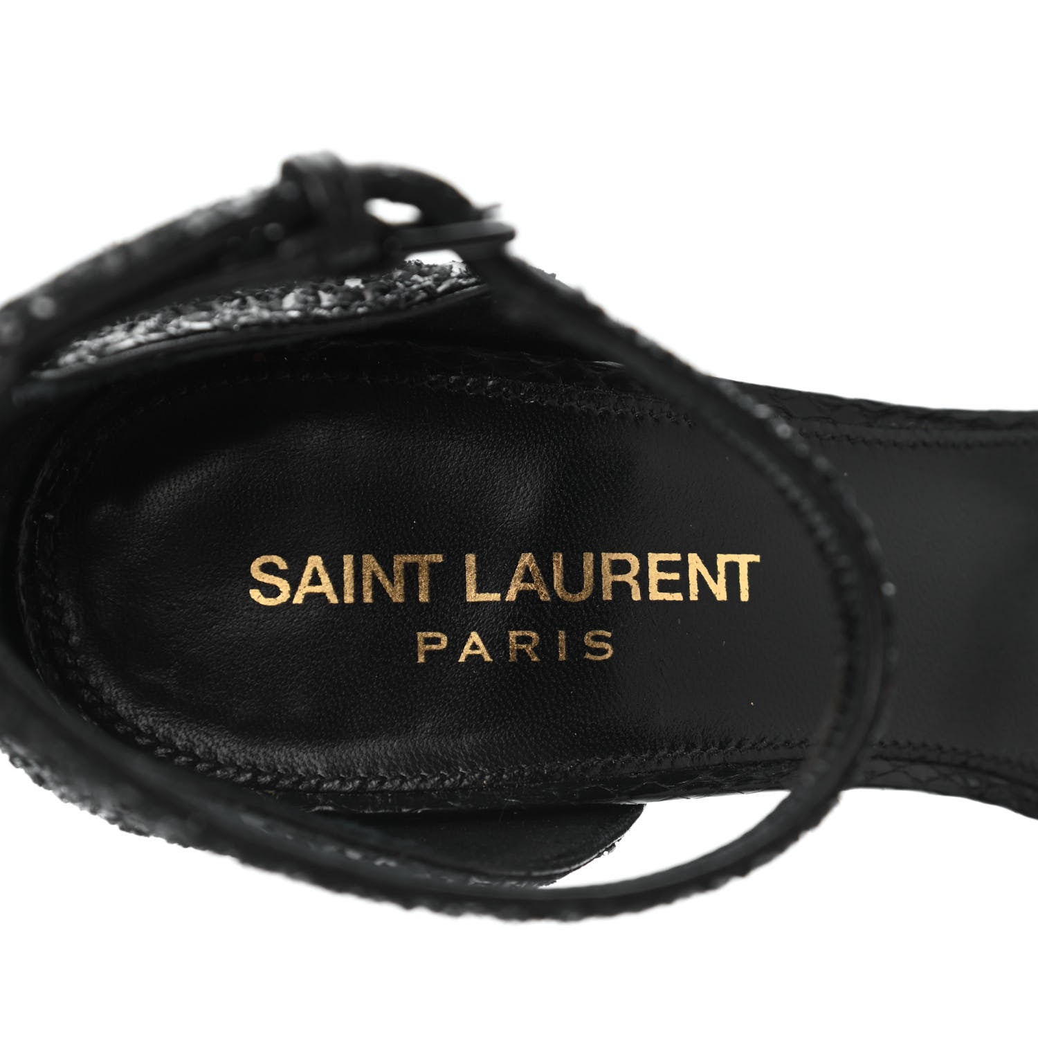 Saint Laurent Glitter Opyum Sandals 36.5 Black 7 of 13