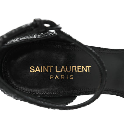 Saint Laurent Glitter Opyum Sandals 36.5 Black 7 of 13
