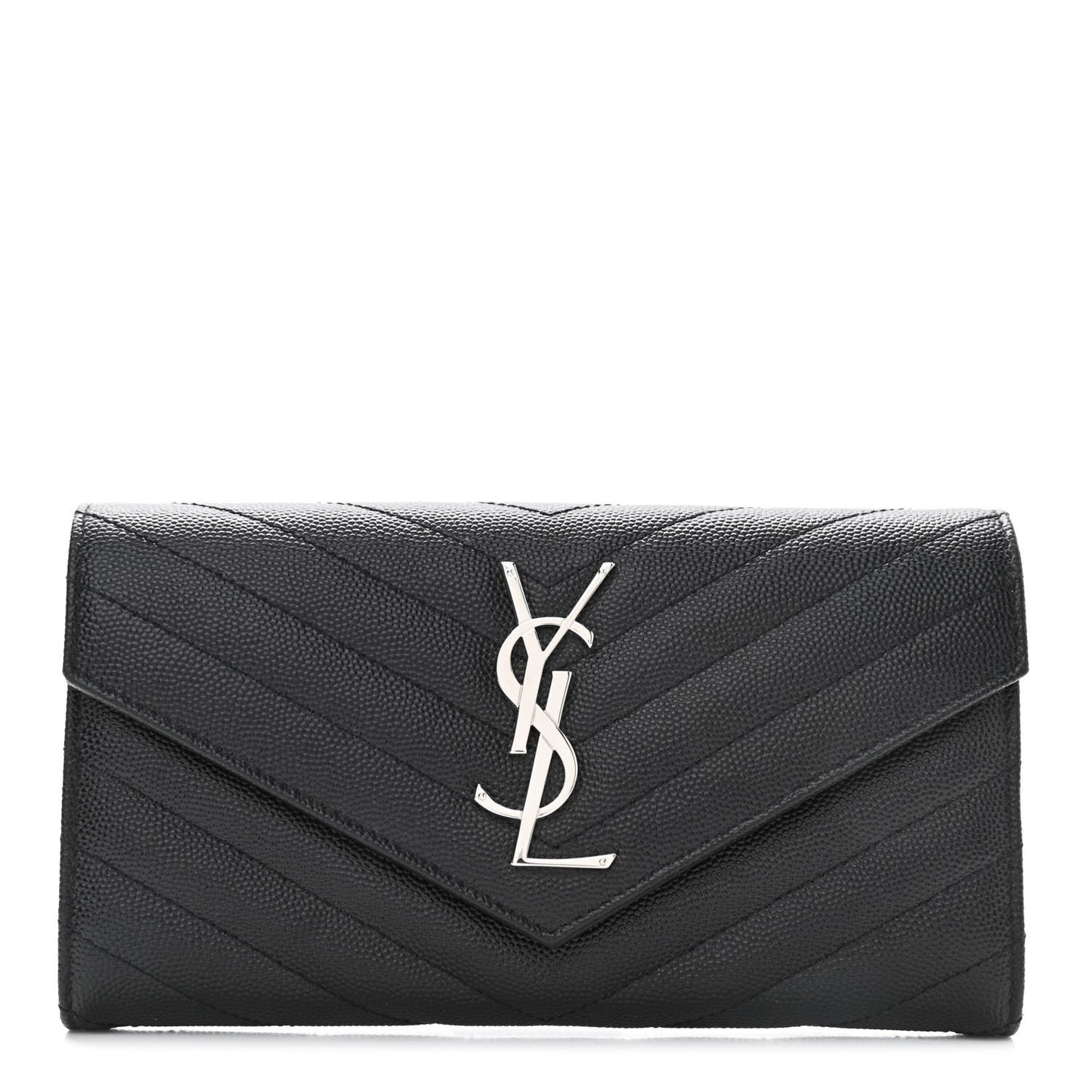 Calfskin Matelasse Chevron Monogram Flap Wallet Black