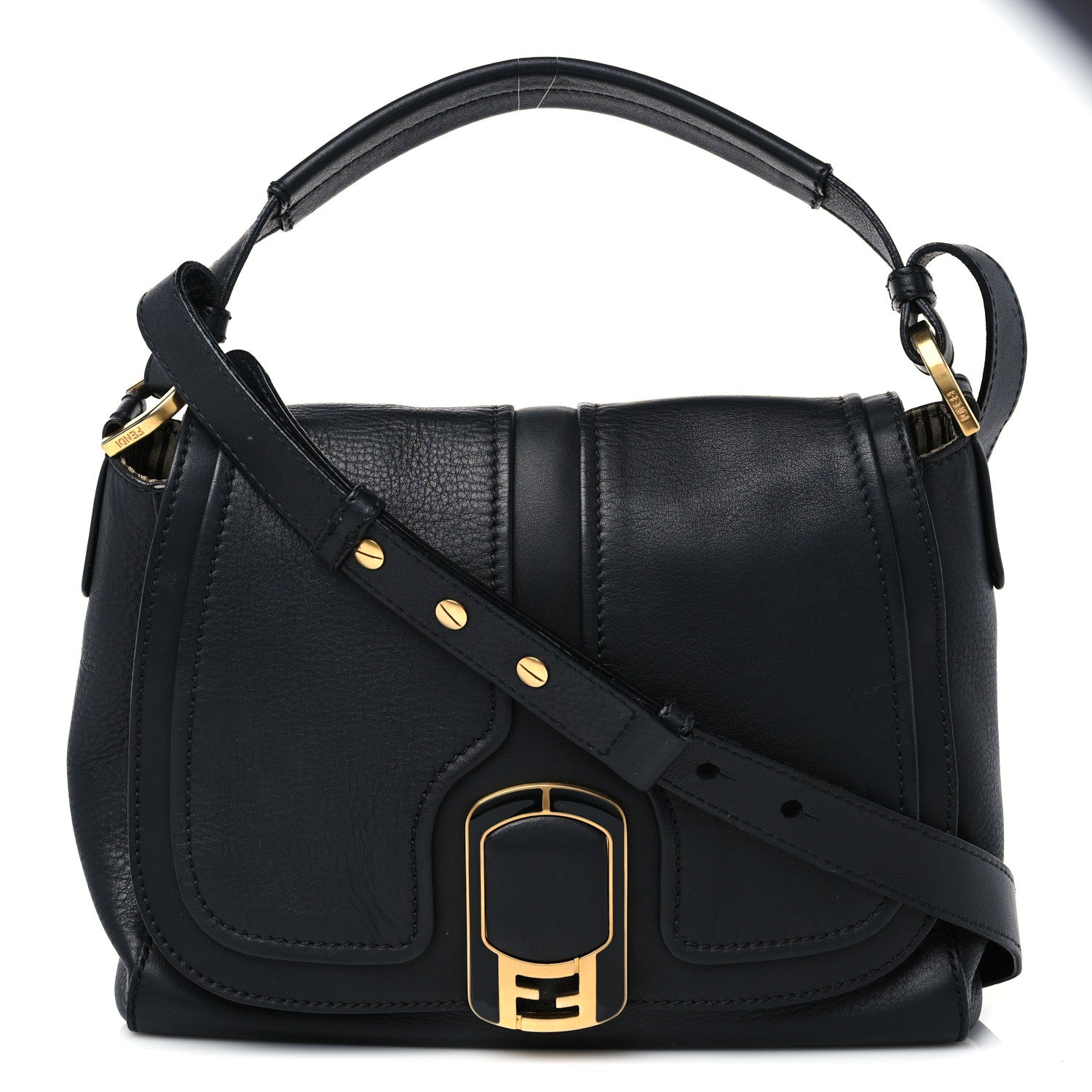 Fendi Vitello Dolce Marmol Anna Shoulder Bag Black 1 of 8