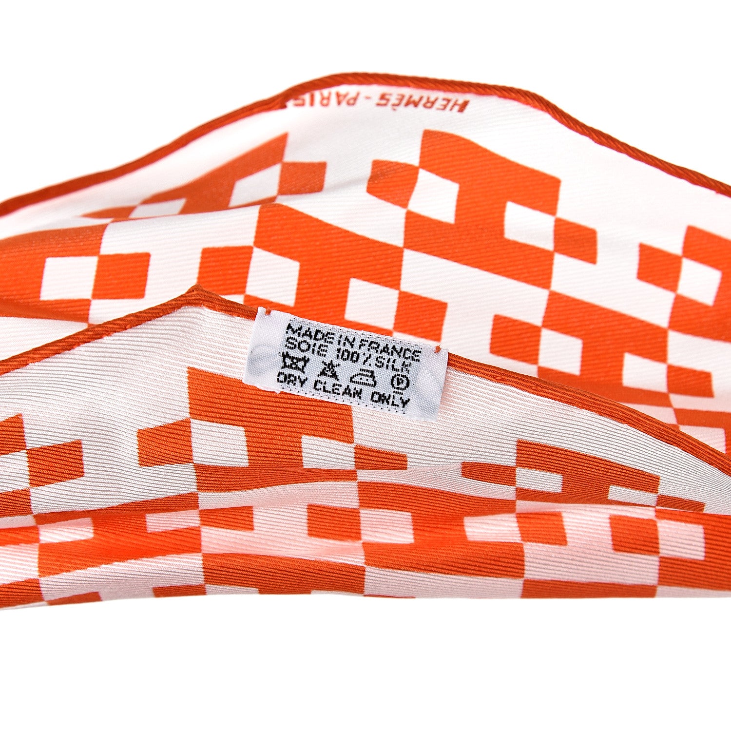 Hermes Silk Op'H Losange Scarf White Orange 3 of 3