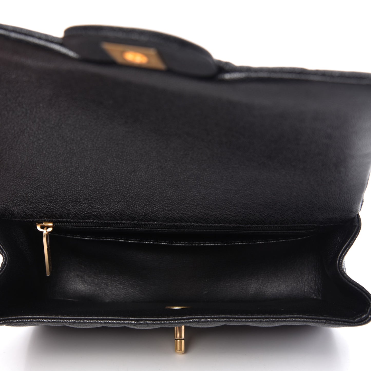 Caviar Quilted Mini Top Handle Rectangular Flap Black