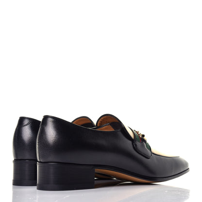 Gucci Goatskin Web Interlocking G Mens Horsebit Mid Heel Loafers 7.5 Black Burro 4 of 8
