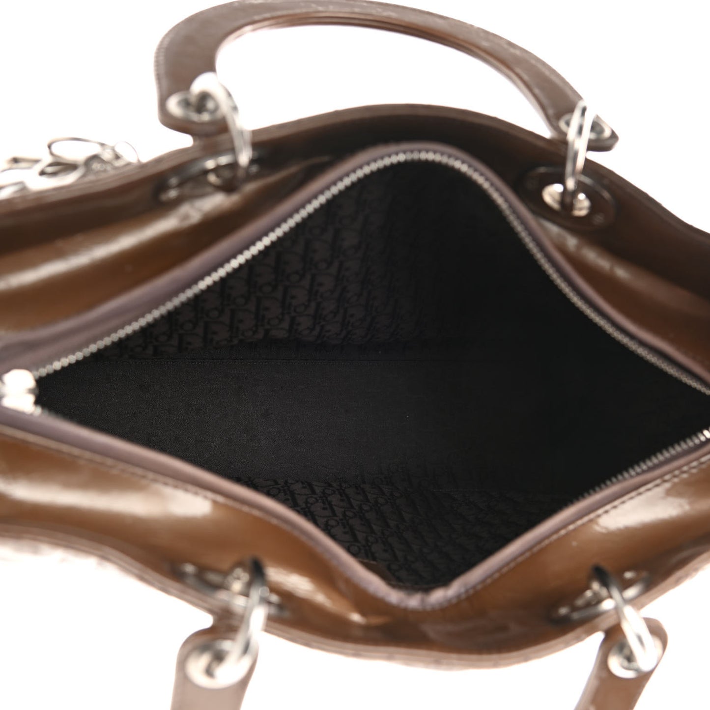 Patent Cannage Large Lady Dior Brown