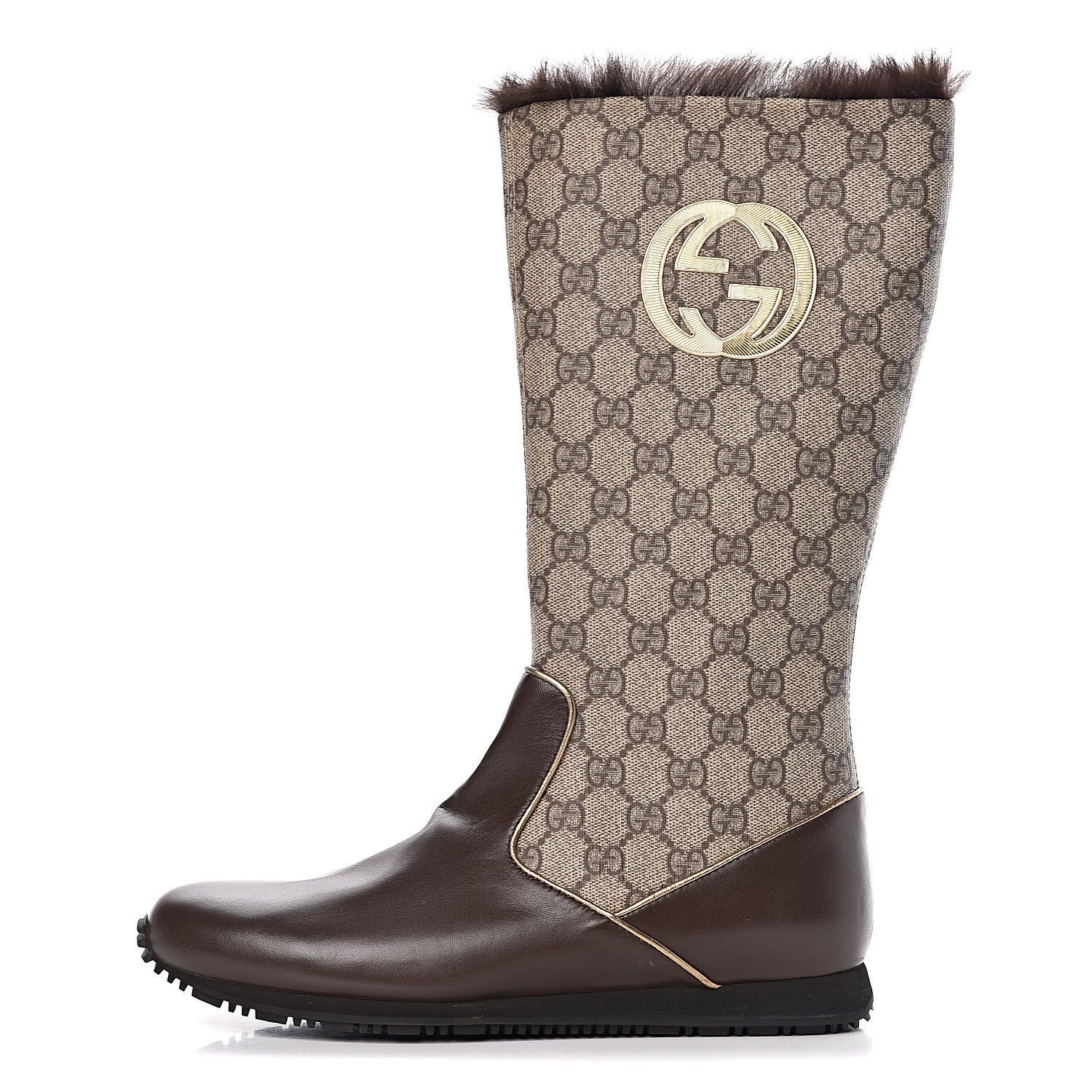 Gucci GG Plus Monogram Knee High Boots 38 Beige Ebene 1 of 10