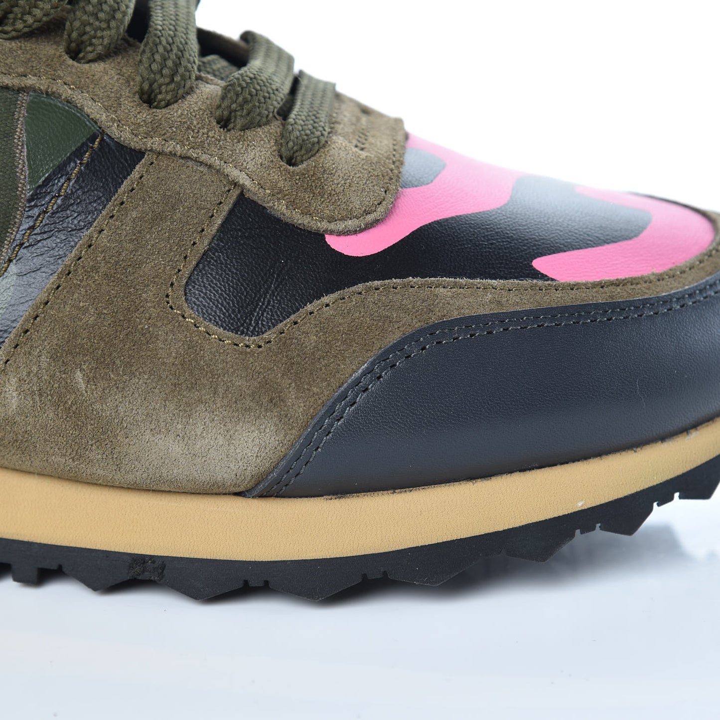 Nappa Suede Camouflage Womens Rockrunner Sneakers 39 Army Green Naples Yellow Ninphea
