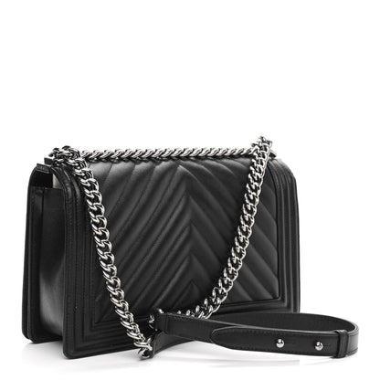 Chanel Caviar Chevron Quilted New Medium Boy Flap Black 3 of 10