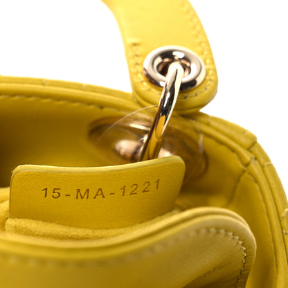 Christian Dior Lambskin Cannage Micro Lady Dior Yellow 7 of 11