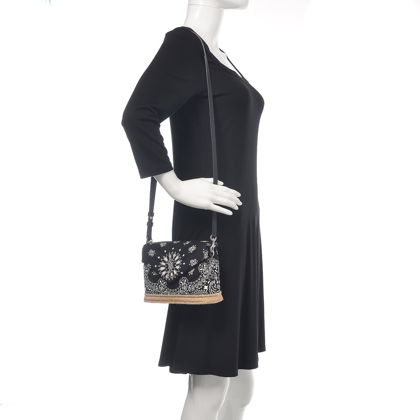 Cotton Bandana Y Quilted Monogram Toy Loulou Crossbody Bag Black White