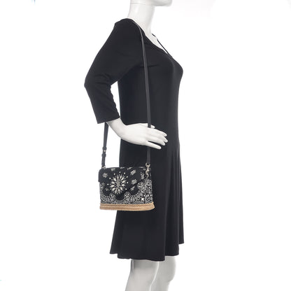 Saint Laurent Cotton Bandana Y Quilted Monogram Toy Loulou Crossbody Bag Black White 2 of 11