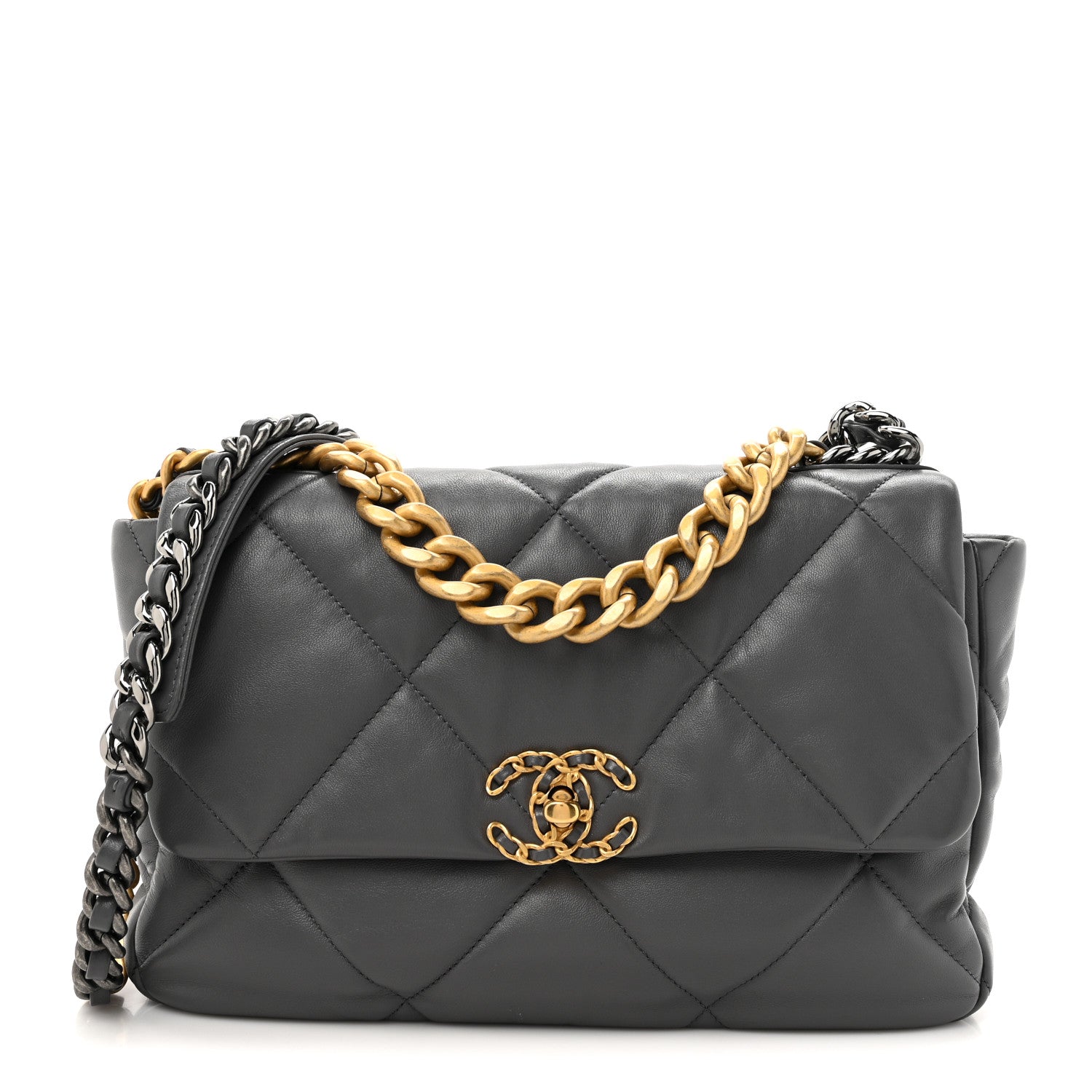 Chanel Quilted Large Chanel 19 Flap Dark Grey 1 of 10