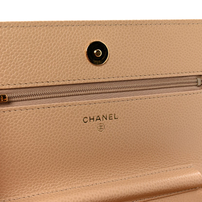 Chanel Caviar Quilted Wallet on Chain WOC Beige 6 of 11