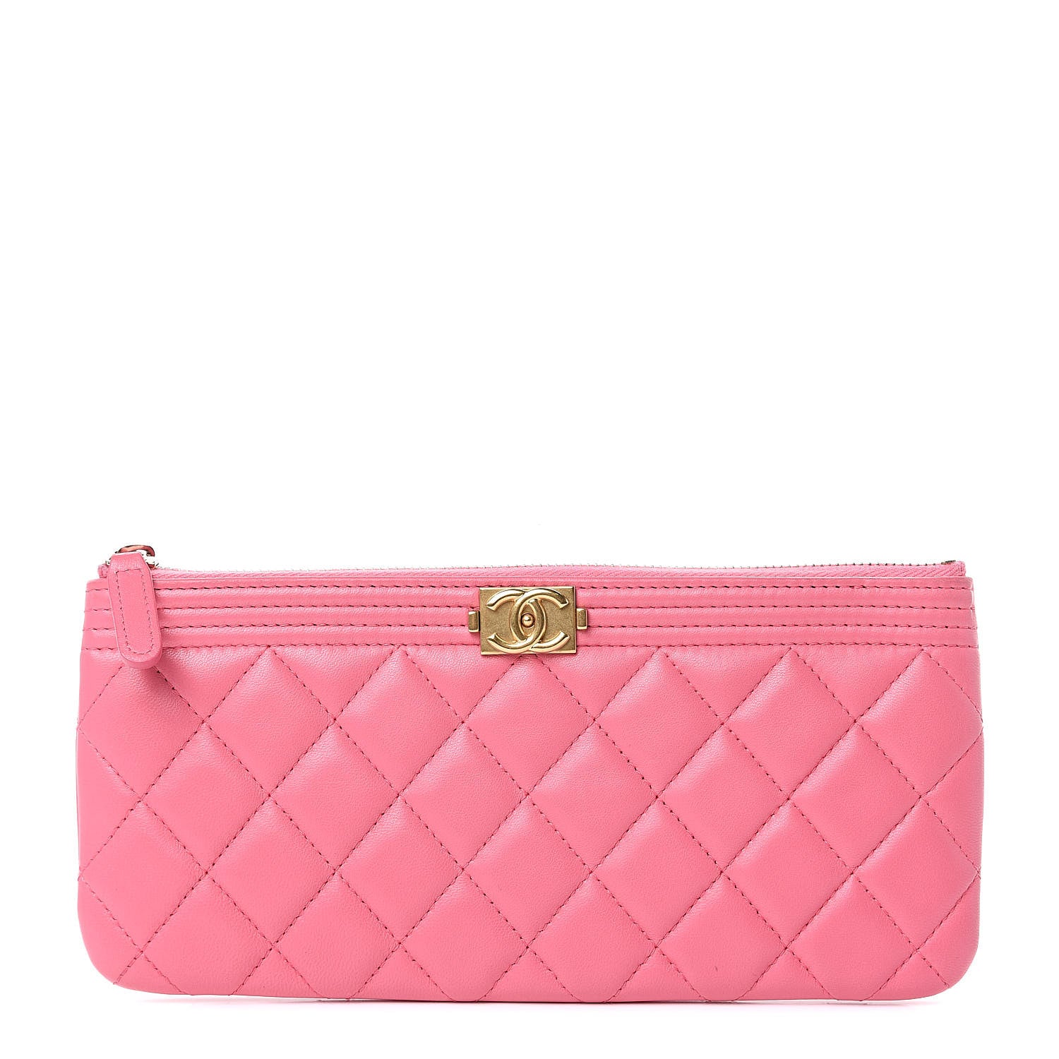 Chanel Lambskin Quilted Small Boy Zipped Pouch Pink 1 of 11