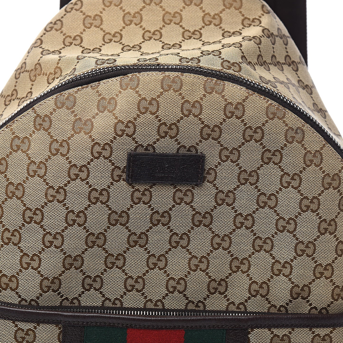 GG Monogram Web Medium Classic Backpack Brown