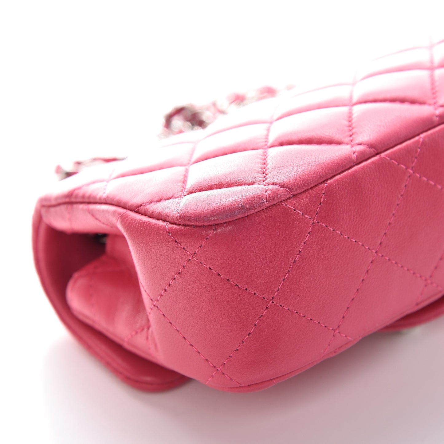 Lambskin Quilted Extra Mini Flap Dark Pink