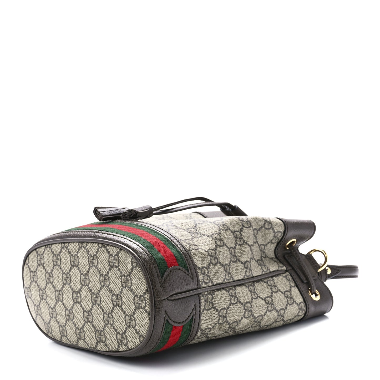 GG Supreme Monogram Web Small Ophidia Bucket Bag Brown