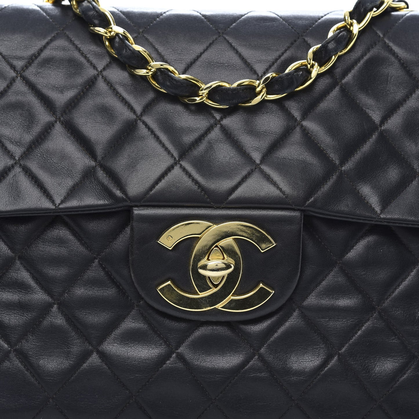 Lambskin Quilted XL Jumbo Single Flap Black