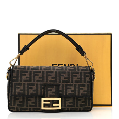 Fendi Fabric Jacquard FF 1974 Medium Baguette Tobacco Moro Black 12 of 12