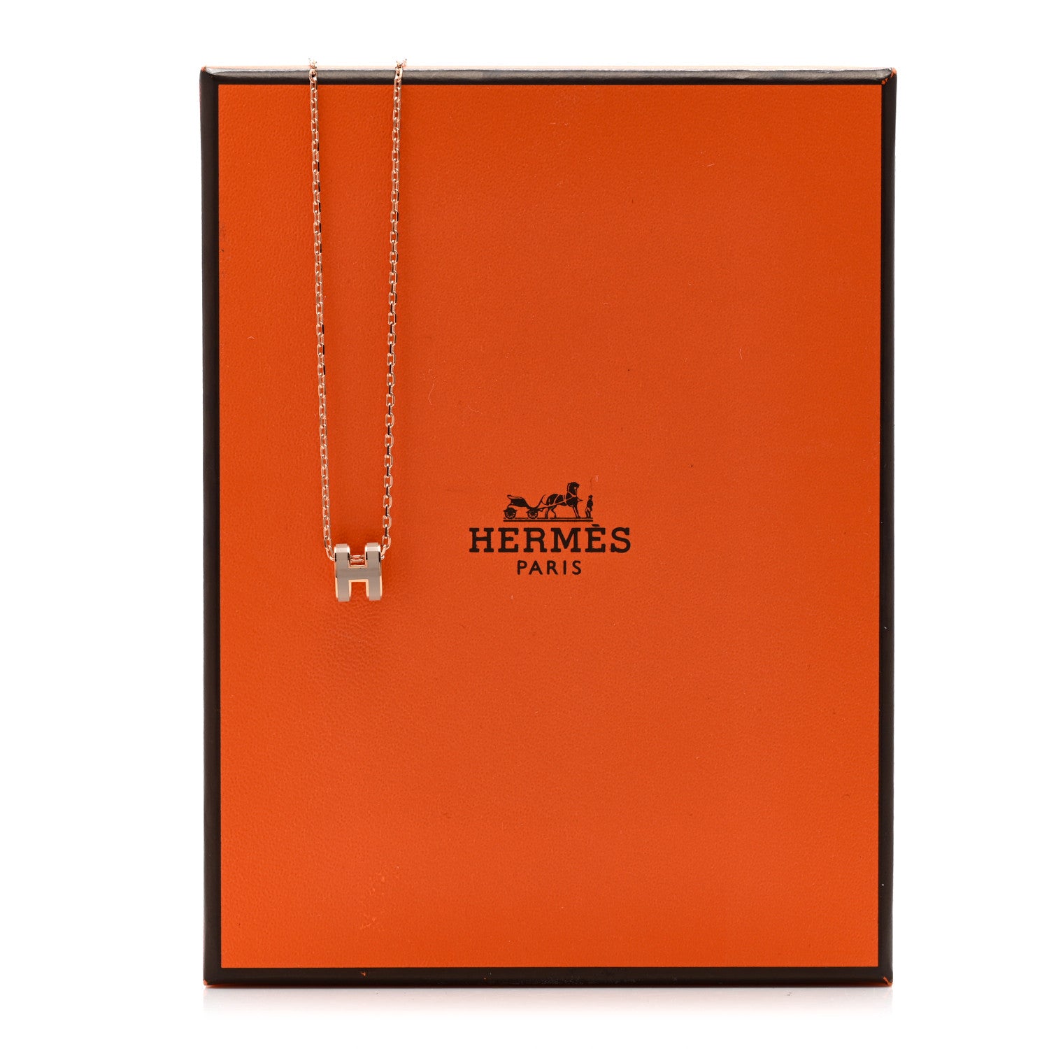Hermes Lacquered Rose Gold Mini Pop H Pendant Necklace Marron Glace 7 of 7