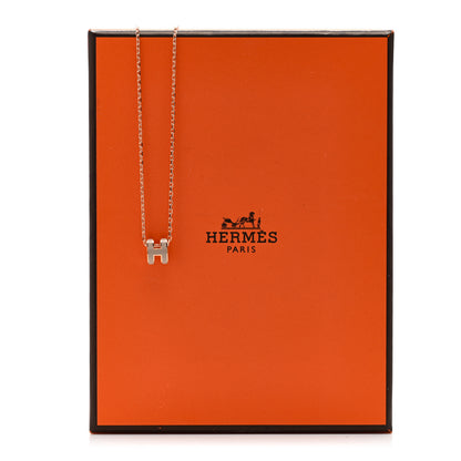 Hermes Lacquered Rose Gold Mini Pop H Pendant Necklace Marron Glace 7 of 7