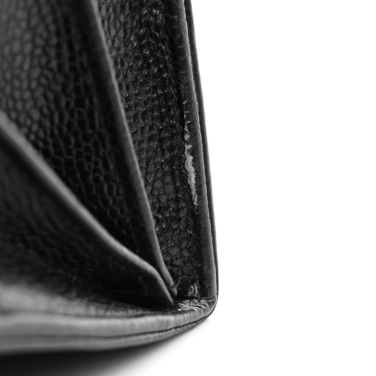 Caviar Camellia Embossed Flap Wallet Black