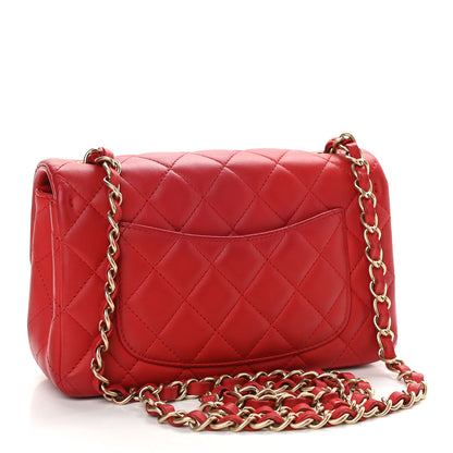Chanel Lambskin Quilted Mini Rectangular Flap Red 2 of 9