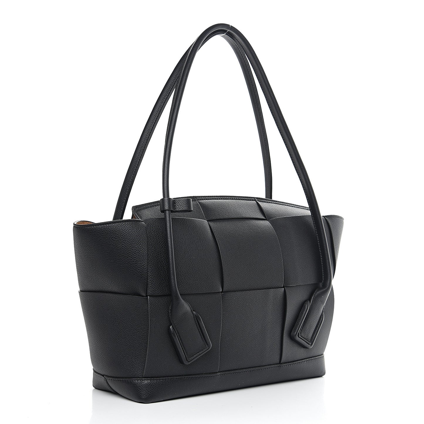 Grained Calfskin Maxi Intrecciato Medium Arco Black