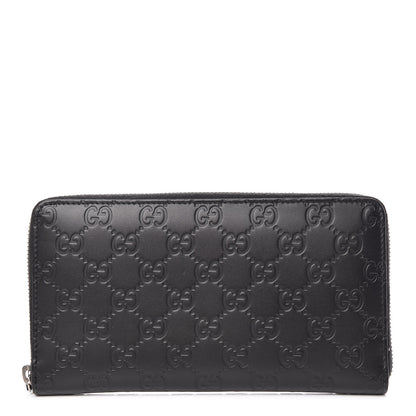 Gucci Guccissima Signature Zip Around Organizer Wallet Black 1 of 11