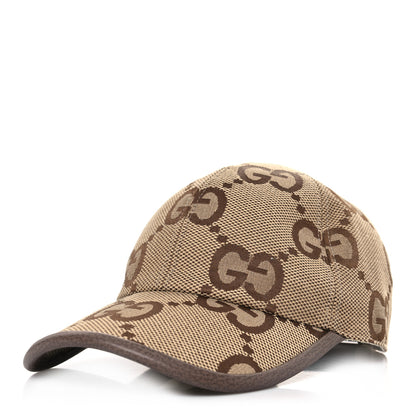 Gucci Monogram Jumbo GG Baseball Hat L 58 Camel Ebony 1 of 8