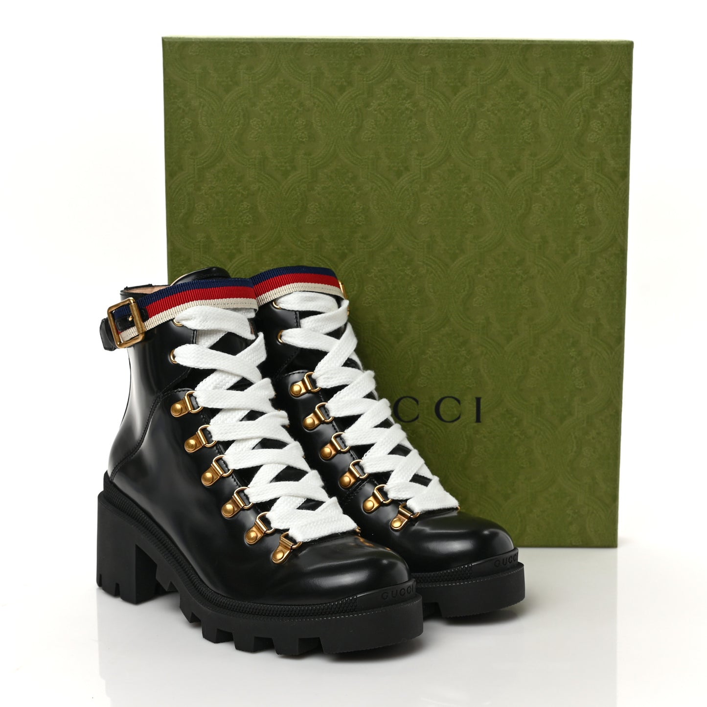 Calfskin Sylvie Web Womens Lace Up Combat Boots 37.5 Black