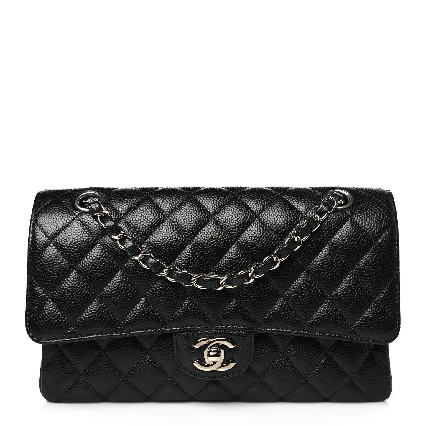 Caviar Quilted Medium Double Flap Black