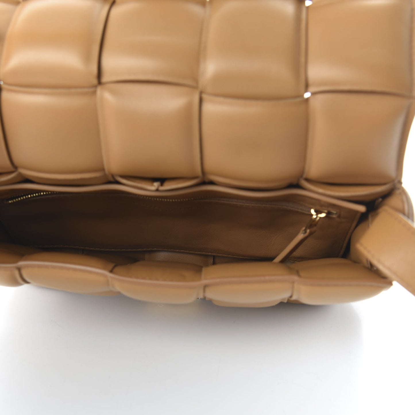 Nappa Maxi Intreccio Padded Cassette Crossbody Bag Caramel