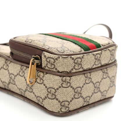 Gucci GG Supreme Monogram Web Mini Ophidia Double Zip Messenger Bag Beige New Acero 9 of 11
