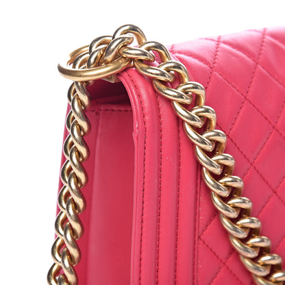 Chanel Lambskin Quilted Medium Boy Flap Dark Pink 11 of 13