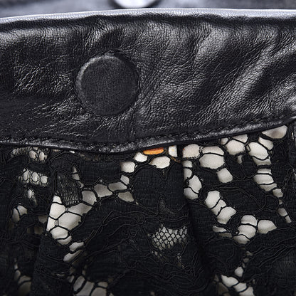 Valentino Garavani Satin Lace Satchel Black 7 of 20