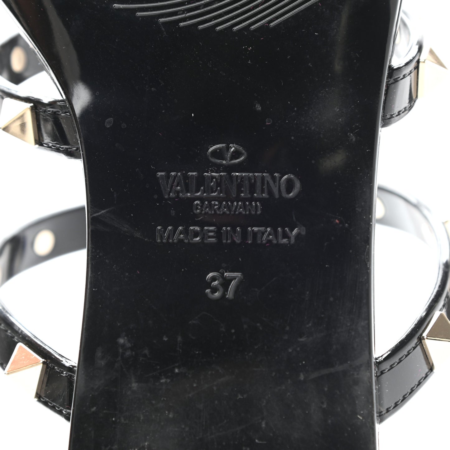 PVC Jelly Rockstud Caged Flat Thong Sandals 37 Black