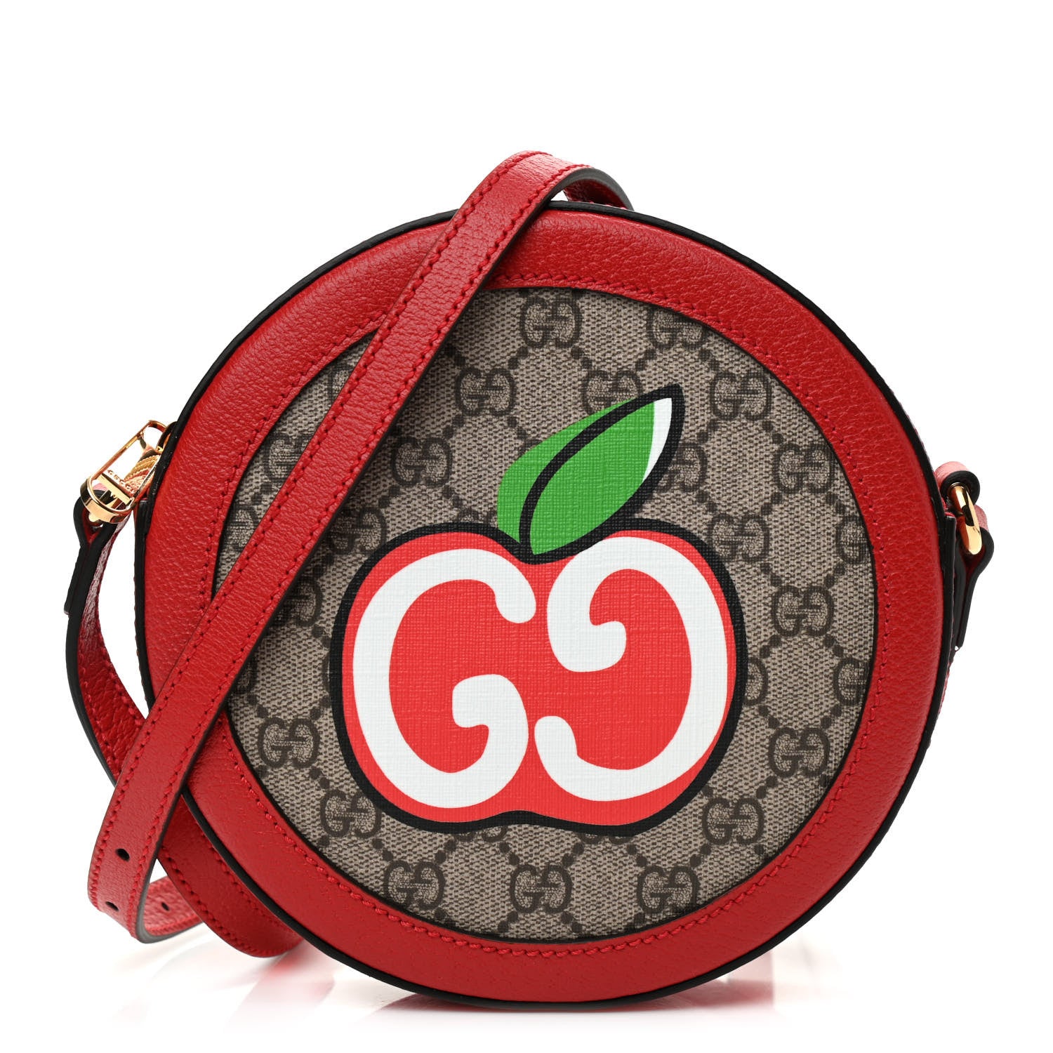 Gucci GG Supreme Monogram Apple Mini Ophidia Round Lobster Red 1 of 9