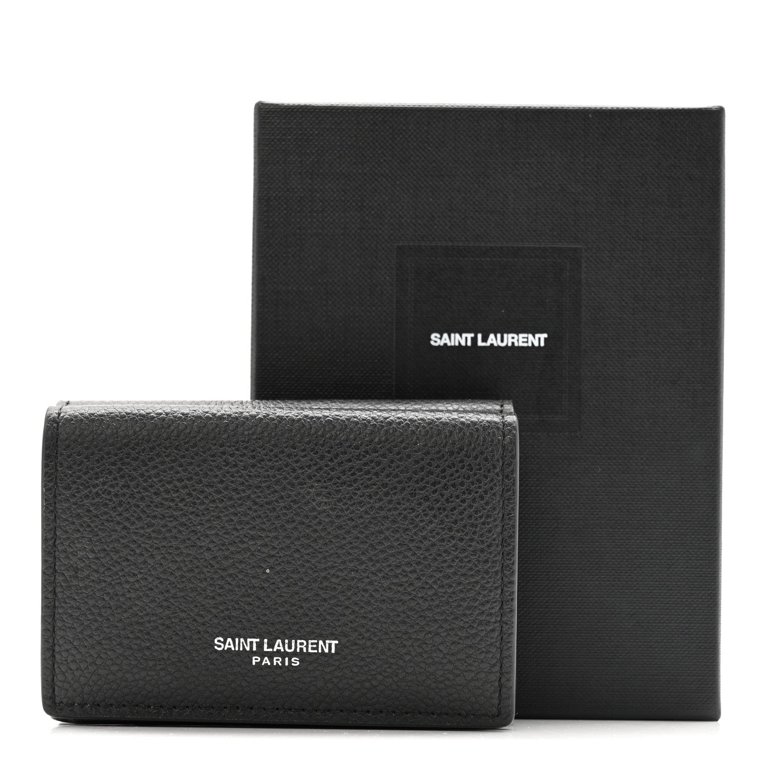 Saint Laurent Grained Calfskin Paris Petite Compact Wallet Black 9 of 9