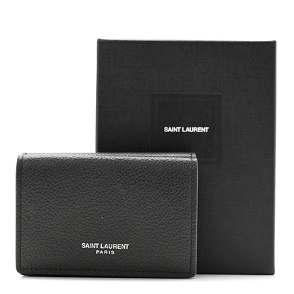 Saint Laurent Grained Calfskin Paris Petite Compact Wallet Black 9 of 9