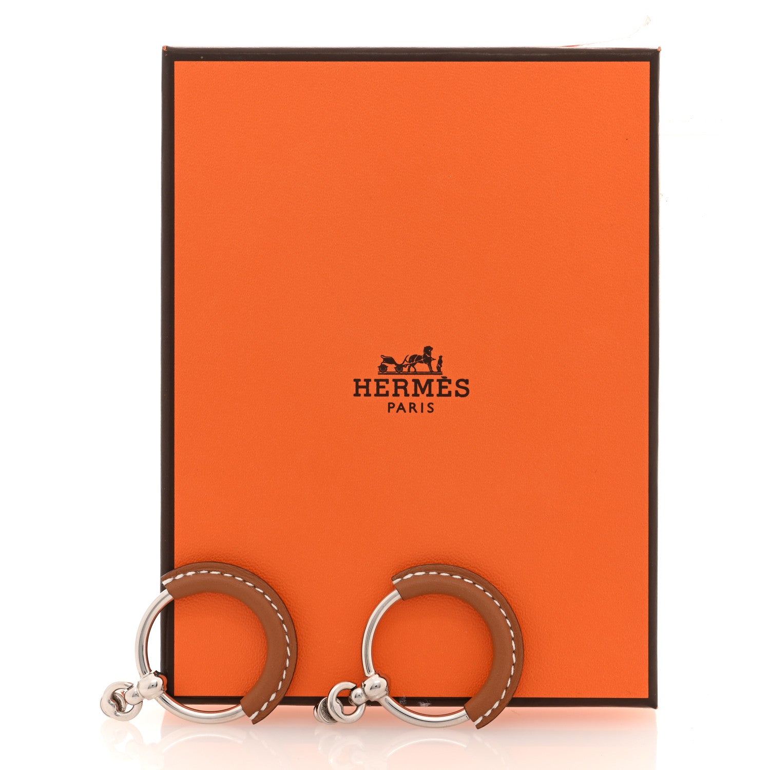 Hermes Barenia Loop Earrings Fauve 5 of 5