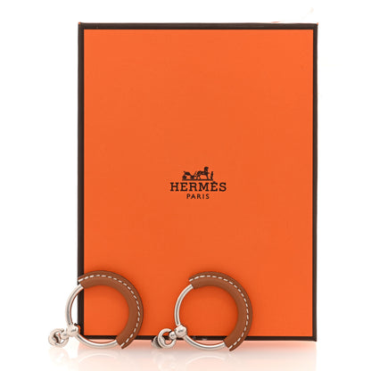 Hermes Barenia Loop Earrings Fauve 5 of 5