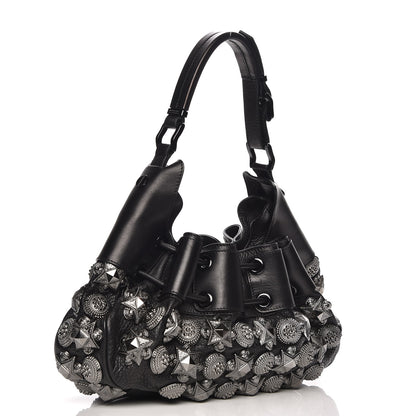 Burberry Calfskin Mason Warrior Studded Hobo Black 3 of 9