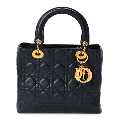 Christian Dior Lambskin Cannage Medium Lady Dior Navy Blue 1 of 9