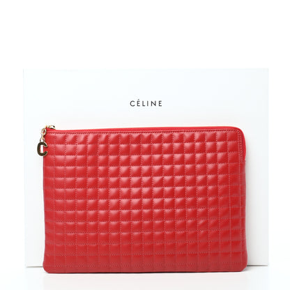 Celine Calfskin Quilted C Charm Pouch Red 7 of 7