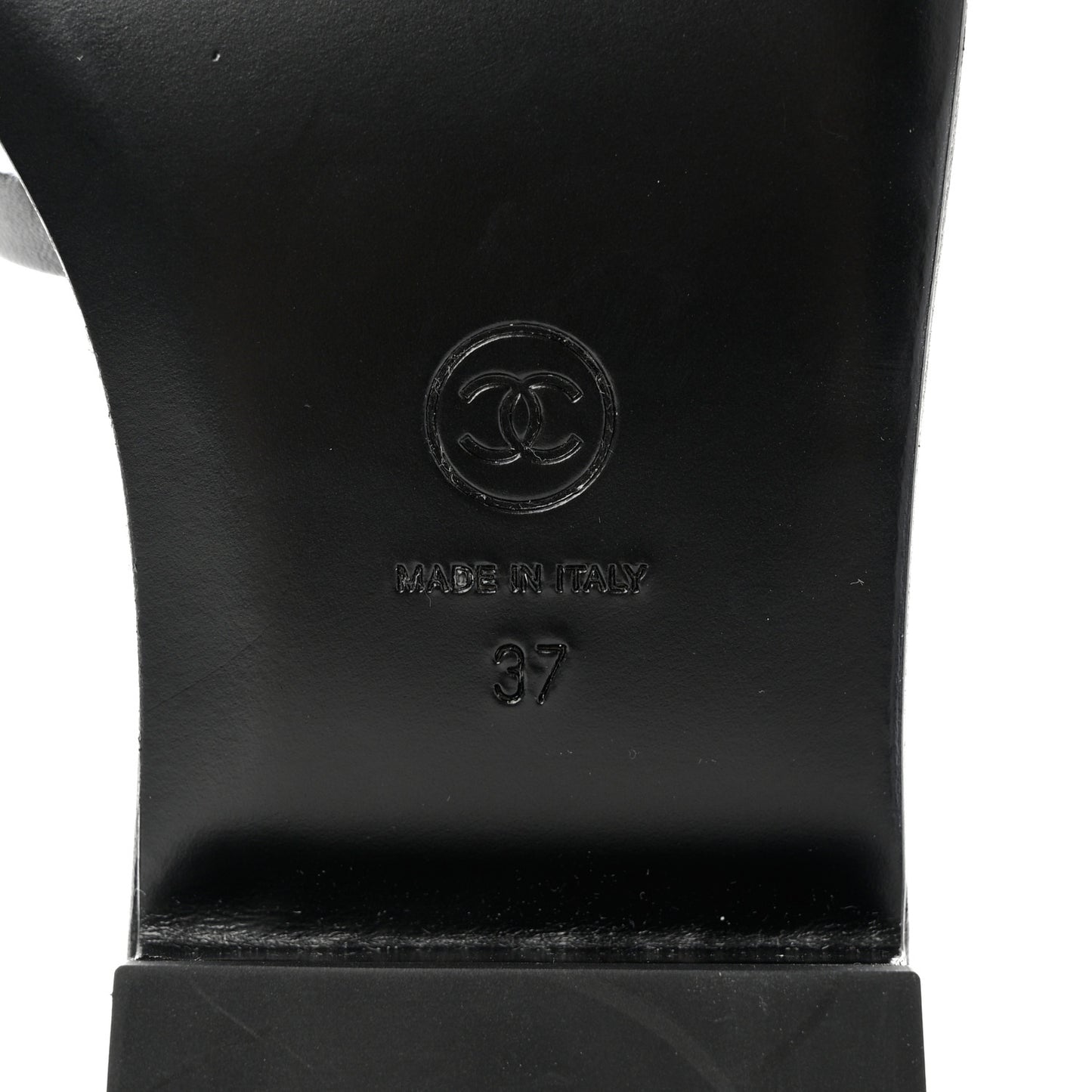 Lambskin Embroidered CC Mule Sandal 37 Black White