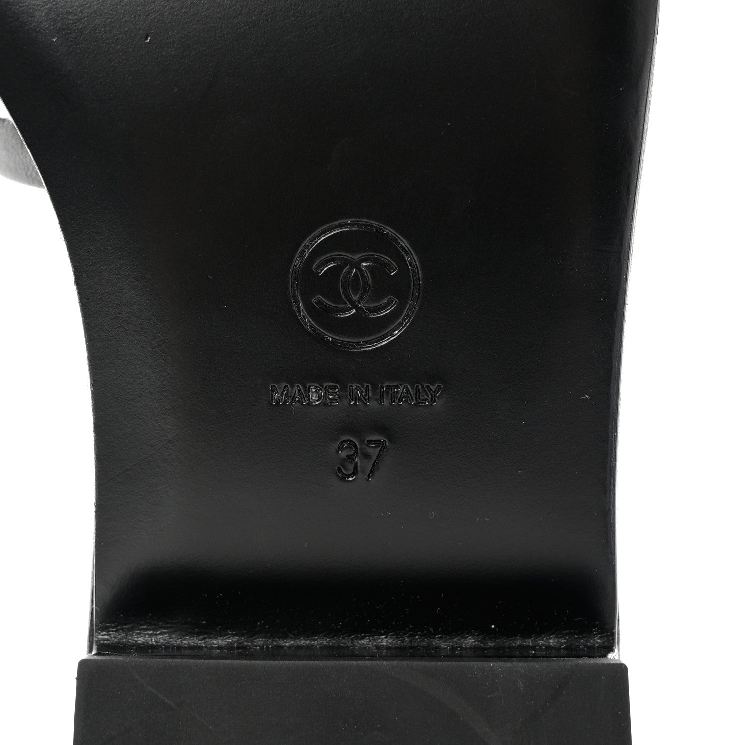 Chanel Lambskin Embroidered CC Mule Sandal 37 Black White 6 of 9