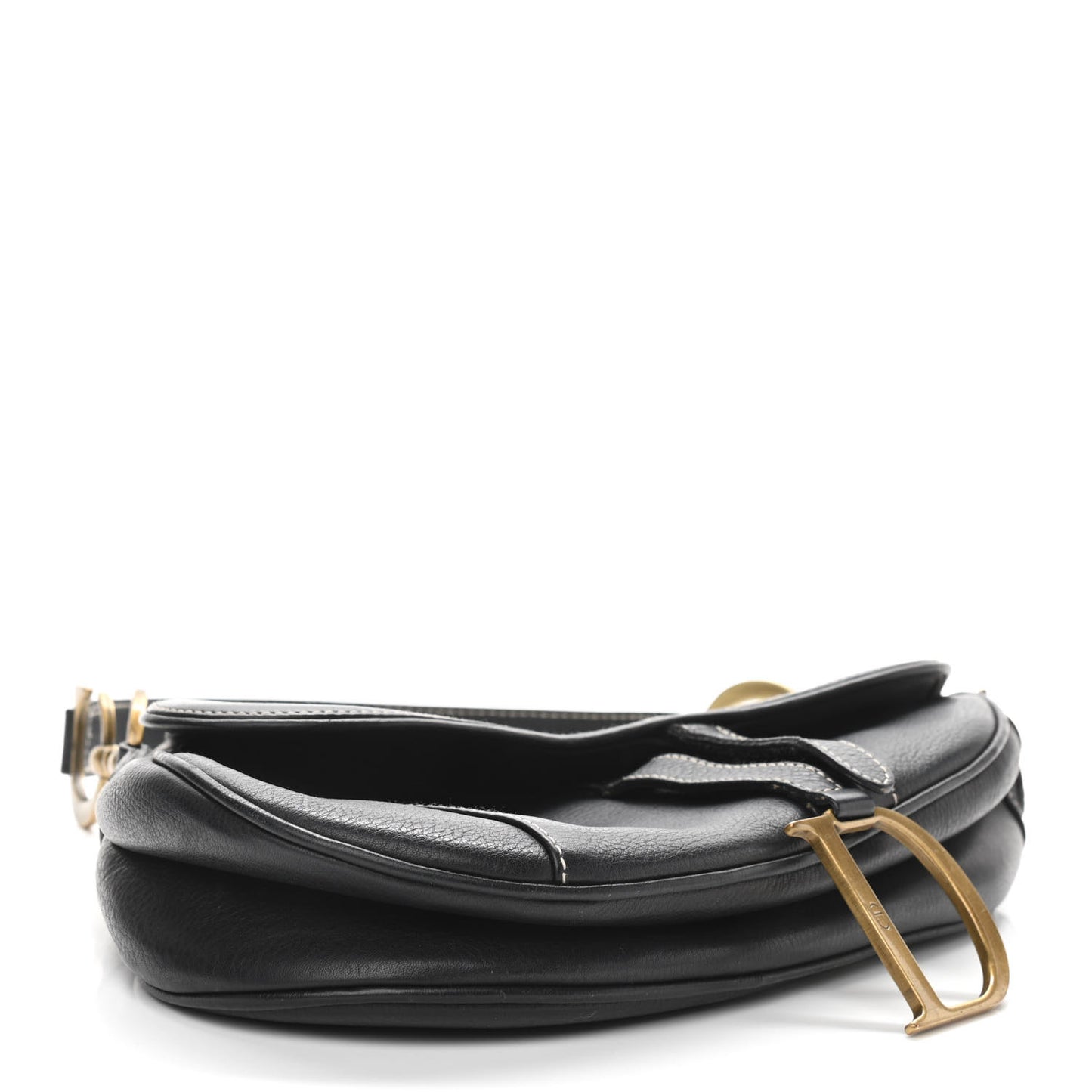 Grained Calfskin Saddle Bag Black