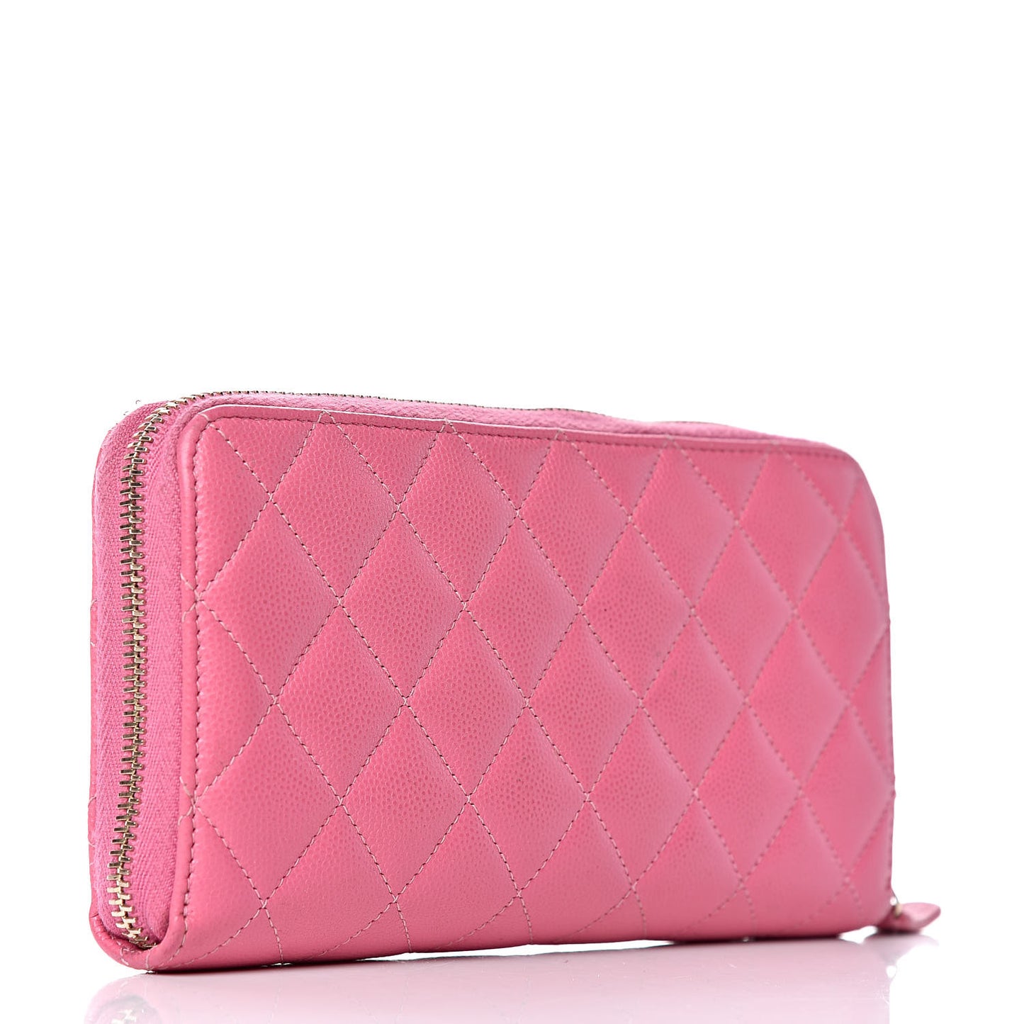 Caviar Quilted Large Gusset Zip Around Wallet Pink