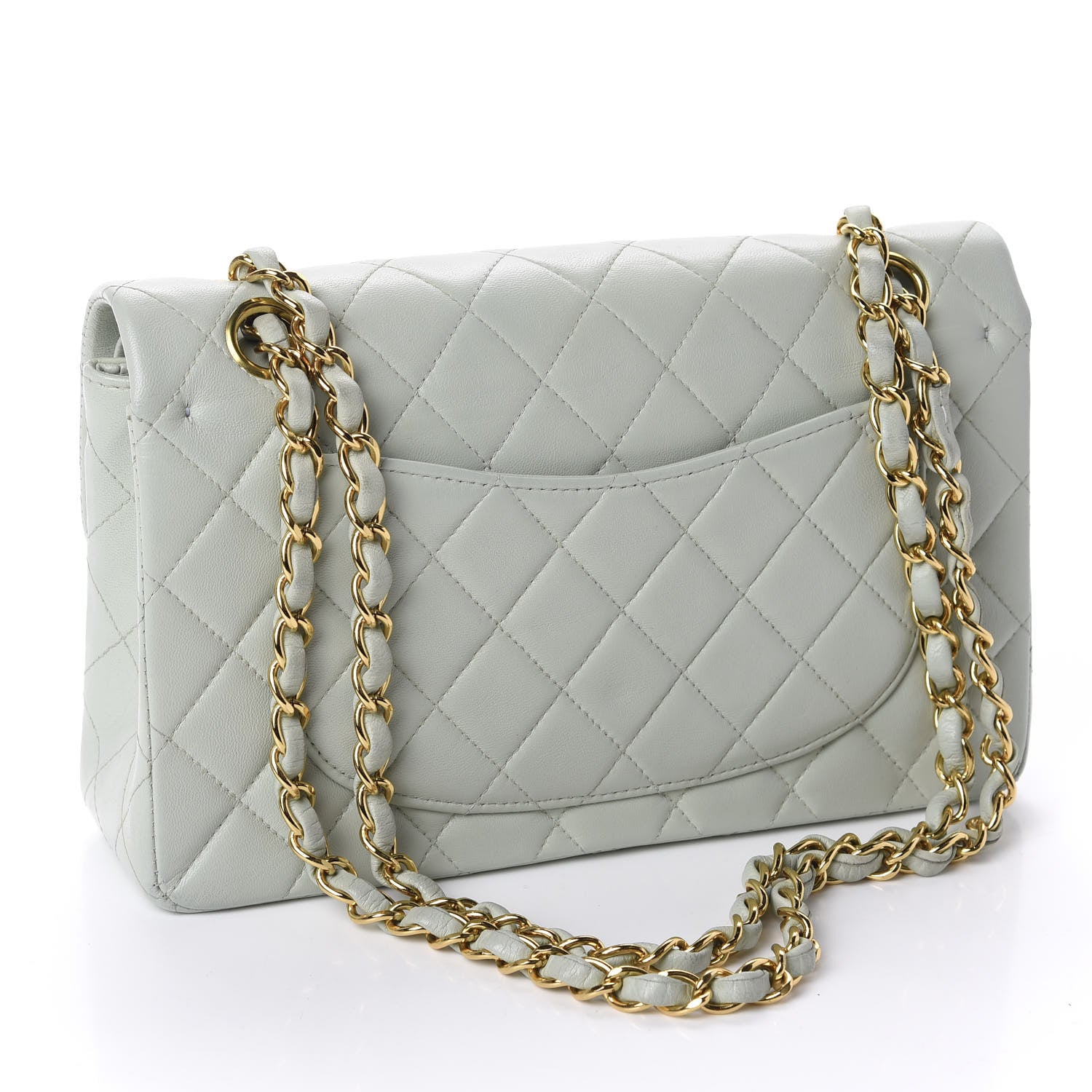 Chanel Lambskin Quilted Small Double Flap Light Grey 2 of 10